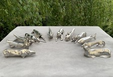 12 Porte Couteaux Animaliers Art Deco Métal Argenté SANDOZ Gallia