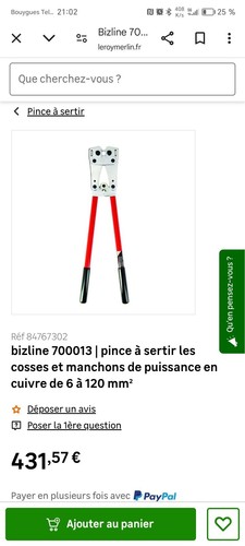 Pince sertir cosse bizline - pince, à
