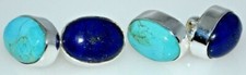Naturel Bleu Turquoise & Lapis Lazuli Gemme 925 Argent Sterling Boutons
