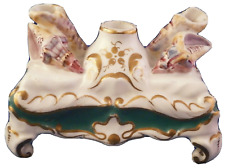 Encrier En Coquillage Anglais Du 19E Siècle En Porcelaine D'Angleterre