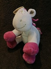 Doudou peluche ane cheval rose