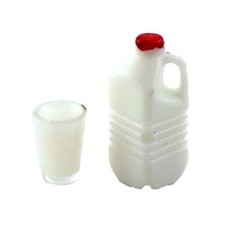 Maison de Poupées Bouteille Carton & Verre De Lait 1:12 Cuisine Accessoire