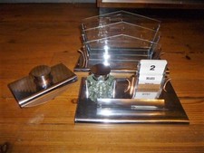 ENSEMBLE DE BUREAU ACIER CHROME VERRE ART DECO