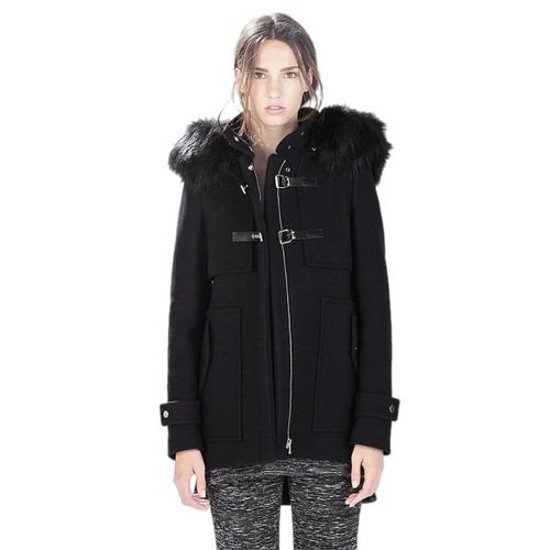 Zara wool duffel black coat - wool,