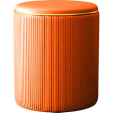 Pouf conteneur en simili cuir, décor Orange or, repose-pieds, siège confortable
