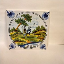 Carreau Carrelage Faience De Desvres 13cm Personnages Fourmaintraux Delassus