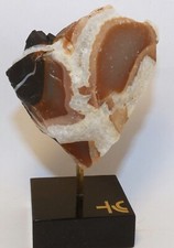 Agate Zebrée Rouge Noir sur Socle 6x6cm minéraux collection rare pierre reiki