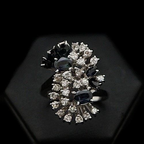 Bague grappe blanc kt - or,