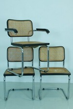 Ancien salon Design Marcel Breuer 2 chaises un fauteuil vintage B32 B64 XXème 