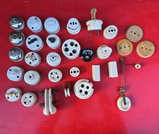 Lot Ancien interrupteur rotatif + Prise + Fusibles porcelaine commutateur mural 