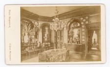 PHOTO CDV Berthier à Paris, intérieur salon lustre statue vase plante lampe