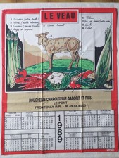 Torchon calendrier 1989 Boucherie Gaborit Le pont Frontenay R.R