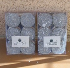 Décoration Noël 12 Bougies Chauffe-Plat  colleur argent pailleté