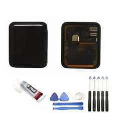 VITRE TACTILE + ECRAN LCD POUR  APPLE WATCH SERIES 1 42MM NOIR + OUTILS + COLLE