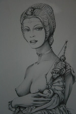 WOJCIECH SIUDMAK FEMME AVEC IMPRIMÉ SINGE - 1973