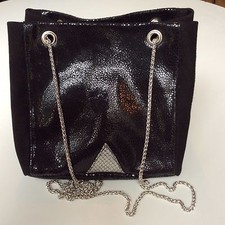 SAC POCHETTE NOIR 100% CUIR VERITABLE Fait Main Soirée CREATEUR