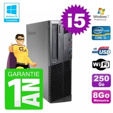 PC Lenovo M91p SFF Intel I5-2400 8Go Disque 250Go Graveur Wifi W7