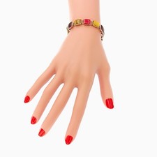 Bracelet Skalli Vintage 90s Graphique Métal argenté & Résine multicolore Signé