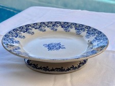 Ancienne ASSIETTE  MONTEE Terre de Fer H.B CHOISY le ROI 19e décor bleu-roi