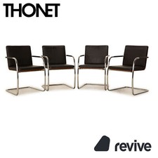 4er Ensemble Thonet S 60 Cuir Chaise Noir Chaise de Conférence Salle à Manger