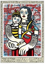 Speedy Graphito lithographie originale femme et l'enfant  print Speedy Graphito