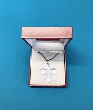 NEUF collier pendentif en cristal & ARGENT 925 signé BACCARAT  bijoux croix