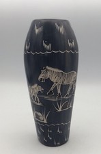 VASE Soliflore En Pierre De Savon Vintage Décor Sculpté Main Animaux d’AFRIQUE