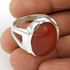 Hommes Bague 925 Argent Sterling Naturel Cornaline Pierre Noël Cadeau Bague US 8