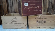 3 CAISSES A VIN VIDES POUR 6 BOUTEILLES : Clos Floridene, La tour Carnet, Kirwan