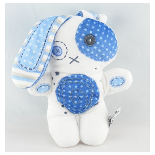 Doudou lapin blanc - bleu, tape
