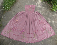 Tablier Breton Brodé sur velour Rose motifs Roses  polychrome Morbihan bon état