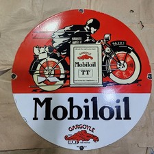 PLAQUE ÉMAILLÉE PORCELAINE TT MOBIL OIL 29 X 29 POUCES