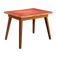 Table à Rallonges Vintage Laminé Rouge Bois Design Années 1960 Originale