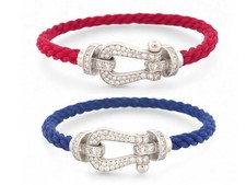 BRACELET FRED FORCE 10 GM OB0050 T15 OR BLANC 18K DIAMANTS 0.9CT 2 CABLES 11370€