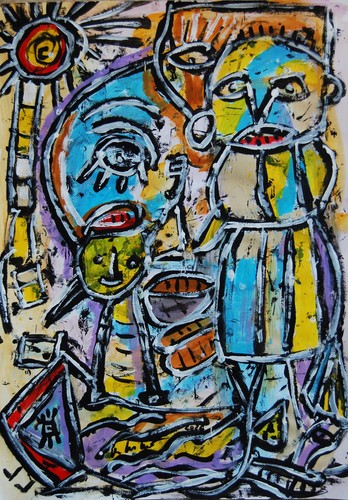 Art brut sur papier 42x49 - ,4, cm