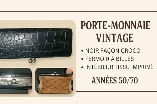 Porte monnaie vintage noir - porte-monnaie,