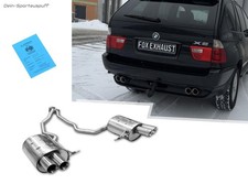 FOX Inox le Sport Échappement Duplex BMW X5 E53 Chaque 2x80mm Rond Double Paroi