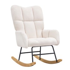 VEVOR Fauteuil à Bascule Chaise d’Allaitement Capacité 113,4 kg en Velours Teddy