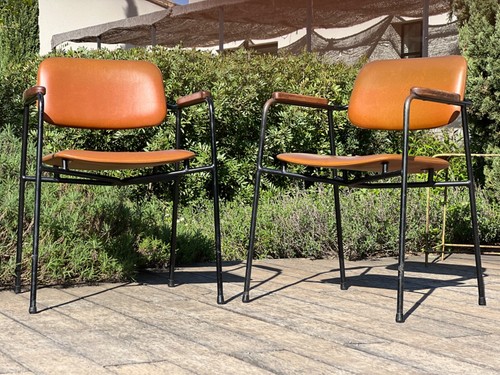 Paire fauteuils métal - de,