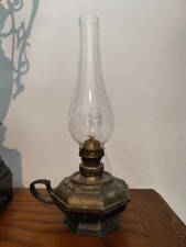 Superbe Lampe Pétrole Huile Socle Laiton?Bronze Déco Vintage Ancien