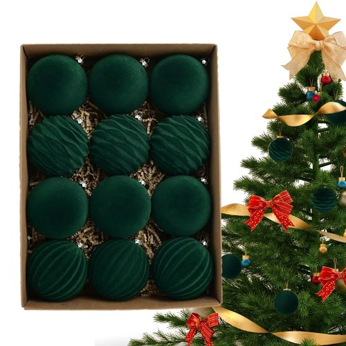 Boules noël velours 12 - de,