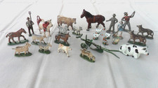 LOT PETITS SOLDATS PLOMB ALU QUIRALU NININ BF GM FERME ANIMAUX PAYSAN CHARRUE