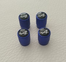Lot 4 Bouchon De Valve En Aluminium Bleu Alpine logo A blanc Renault