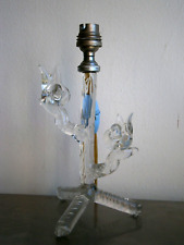 Pied de lampe Verre soufflé filé 1950 Couple Colombe Art verrier Ancien