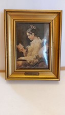 Petit Tableau en émaux sur cuivre Limoges Jeune Fille Lisant Fragonard