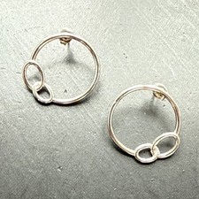 Ancienne Paire De Boucle D’oreille Pendante Argent Massif createur Créole AGATHA