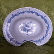 Plat à barbe XVIIIè  faience ancienne bleu- blanc typique de Nevers