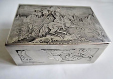 Boite à bijoux "Jeanne D'Arc" métal argenté-époque Art Nouveau-capitonnée XIXeme