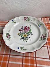 Ancien plat à gâteau compotier luneville décor tulipe KG table Deco