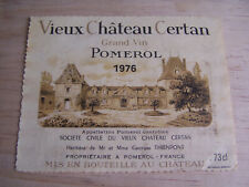 etiquette vin Vieux Chateau Certan 1976 pomerol wine label bordeaux Hosanna